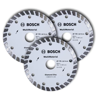 Discos Diamantado 110mm MultiMaterial Bosch Kit com 3 Turbo Standard