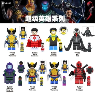 Super Heróis Deadpool Wolverine Blocos De Construção Invencíveis Kang Riot Minifigures Toy