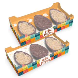 5 Caixas Degustação Para 3 Ovos 50g Colorida Berço Dupla Face - Páscoa Divertida C5355 Ideia