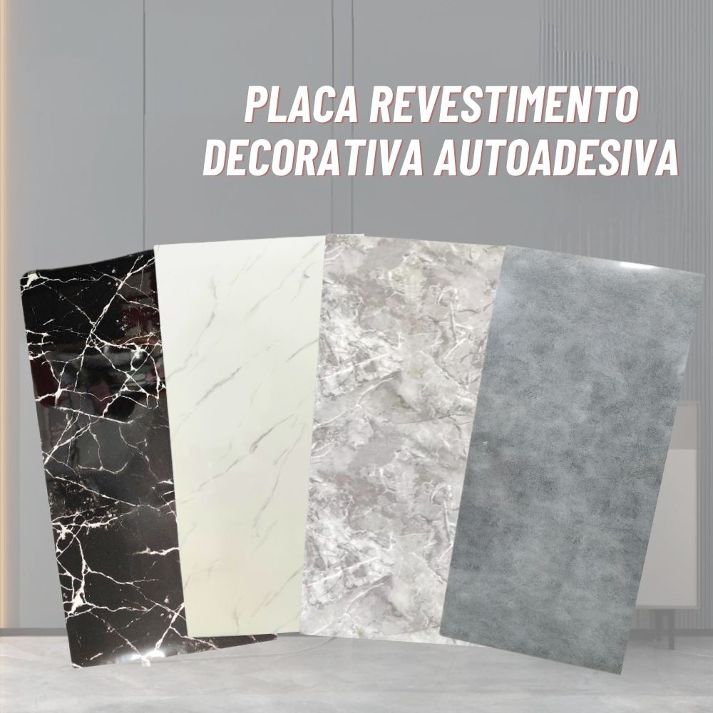 Placa Decorativa de Parede Marmorizada 30x60cm Revestimento Autocolante Mármore Sala Quarto Destaque