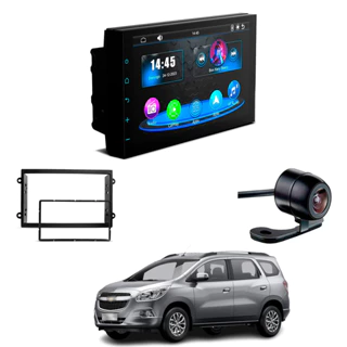 Central Multimídia CarPlay Mp5 2 Din Faaftech 7 Polegadas + Câmera Ré Borboleta + Moldura Spin 13-18