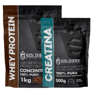 Kit: Whey Protein Concentrado 1Kg + Creatina Monohidratada 500g - 100% Importado - Soldiers Nutrition