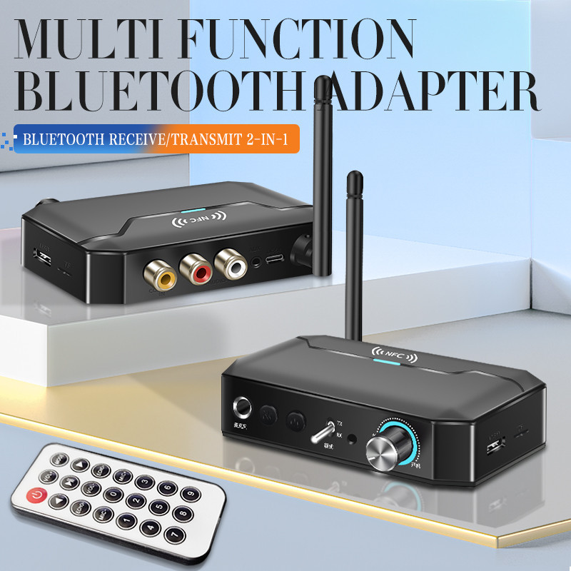 2 Em 1 NFC 5.3 Transmissor Sem Fio Bluetooth Receptor A2DP AUX 3.5mm RCA Jack USB Estéreo Para Áudio Automotivo Adaptador TV Automotiva Amplificador De Telefone Celular