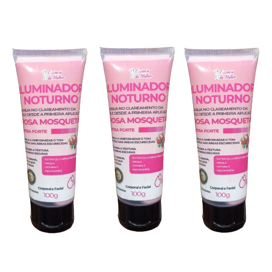 Kit c/3 Un - Iluminador/Noturno Rosa Mosqueta 100G - Essência Da Mulher ...