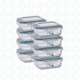 Pote de Vidro Hermético Com Divisoria 640ml Marmita 8 Unidade