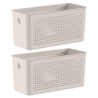 2x Cesto 4,2L Organizador OU Flow Bege 12cm x 13cm x 27cm