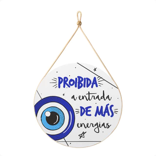 Placa Decorativa Olho Grego Mandala Proíbida a Entrada De Más Energias Mdf