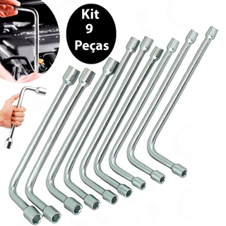 Kit Jogo 9 Peças Chave Biela Tipo L Longa Galvanizada 8mm A 19mm Uso Profissional Resistente em Oferta na Shopee