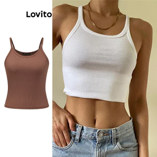 Lovito Casual Blusa Feminina Lisa com Gola U LNL41056