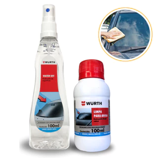 Kit Water Off + Limpa Vidros Para Brisas Repelência Agua Visibilidade Anti Chuva Limpeza Wurth