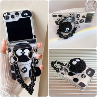 Bracelete De Carvão Fofo De Bola Caixa Flip Case Samsung Galaxy Z 6 5 4 3 De Proteção Total Da Dobradiça Capa Dura Para PC