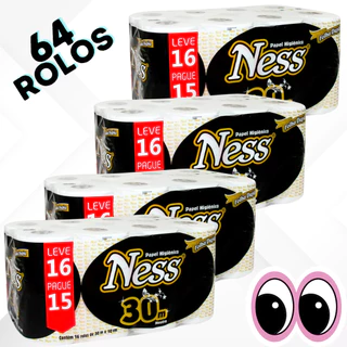 Fardo 64 Rolos Papel Higiênico FOLHA DUPLA | Com 30m cada Rolo NESS