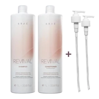 Kit Braé Revival Shampoo 1L + Condicionador 1L + Pump