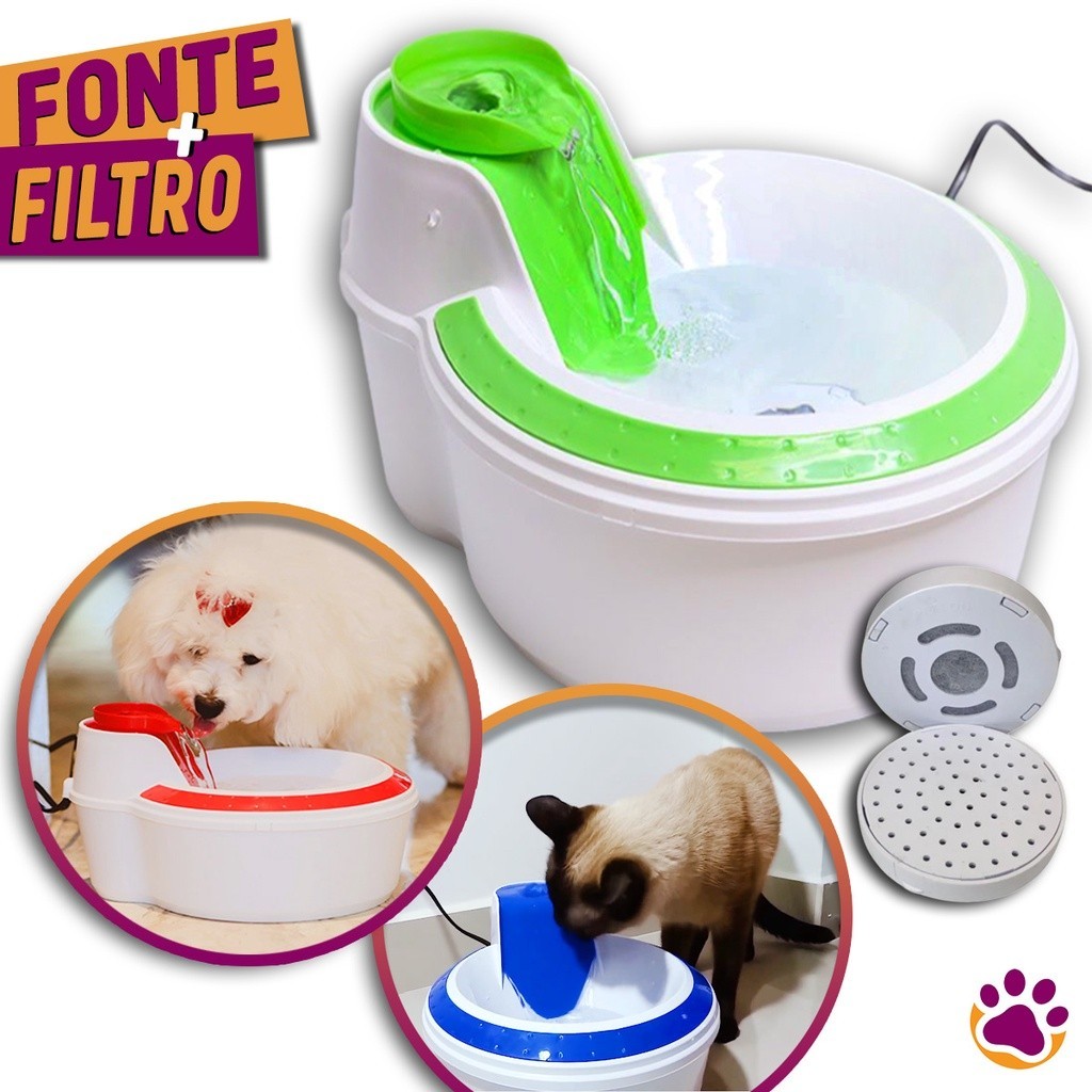 Fonte Bebedouro Colours para Cachorros Cães e Gatos Com Filtro - 2 ...