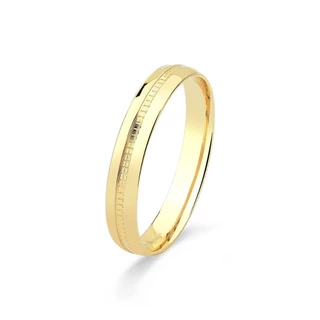 Aliança de Ouro 18k 3mm com Friso Detalhado no Meio em Oferta na Shopee