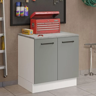 Balcão Multiuso 80cm 2 Portas Branco/Cinza Agata Madesa em Oferta na Shopee