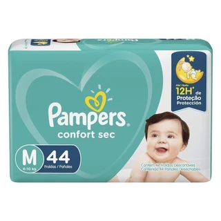 Fralda Infantil Pampers Confort Sec Mega M 44 Unidades em Oferta na Shopee