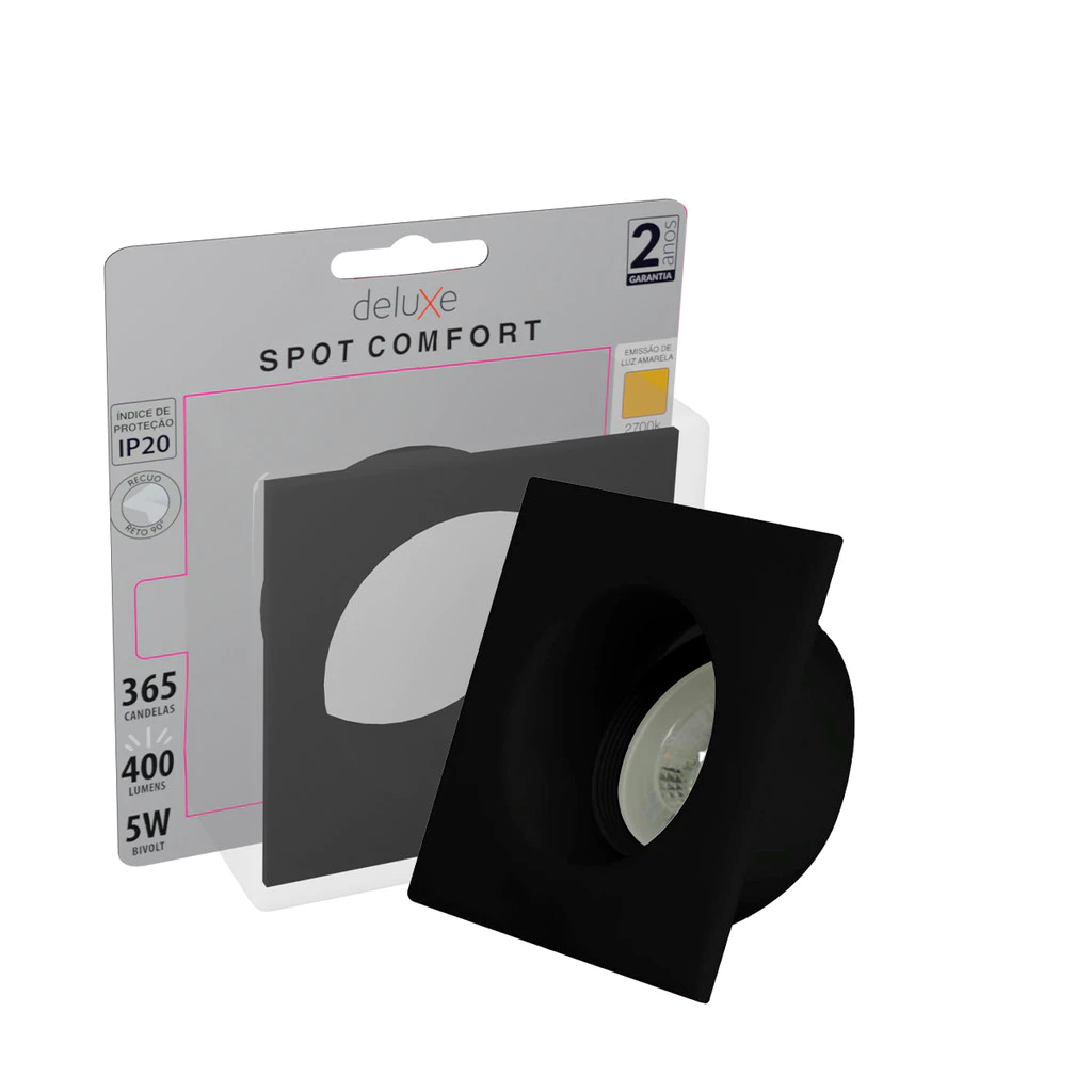 Kit 15 Spots de Led Comfort 2700k Branco Quente 5w Recuado Quadrado Embutir 110v/220v Bivolt