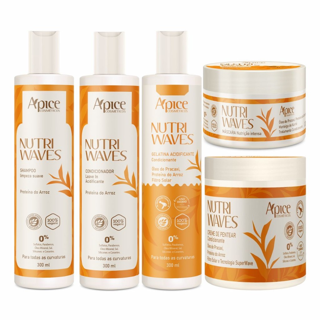 Kit Capilar Nutri Waves Apice Completo 05 Itens | Shopee Brasil