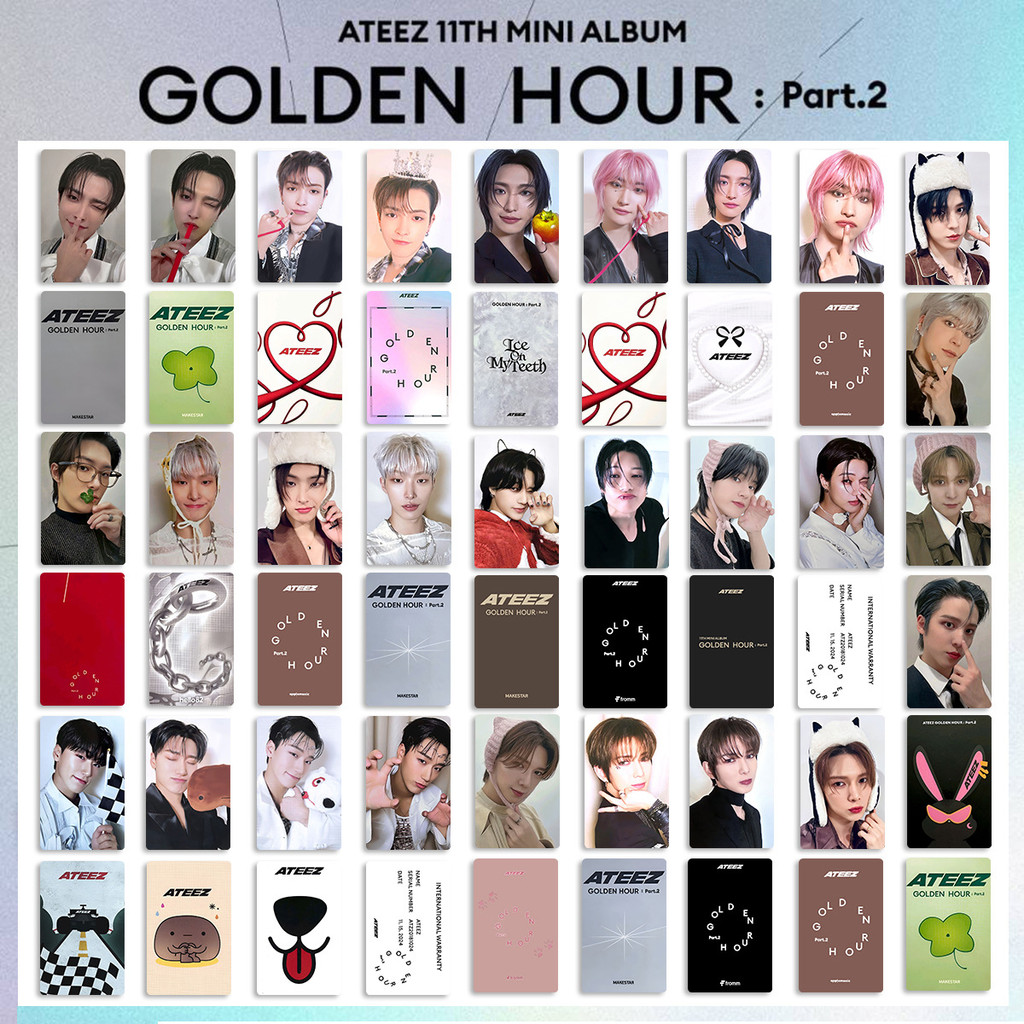 Kpop Idol ATEEZ 11o Mini lbum GOLDEN HOUR Part 2 Photocards Cart o 