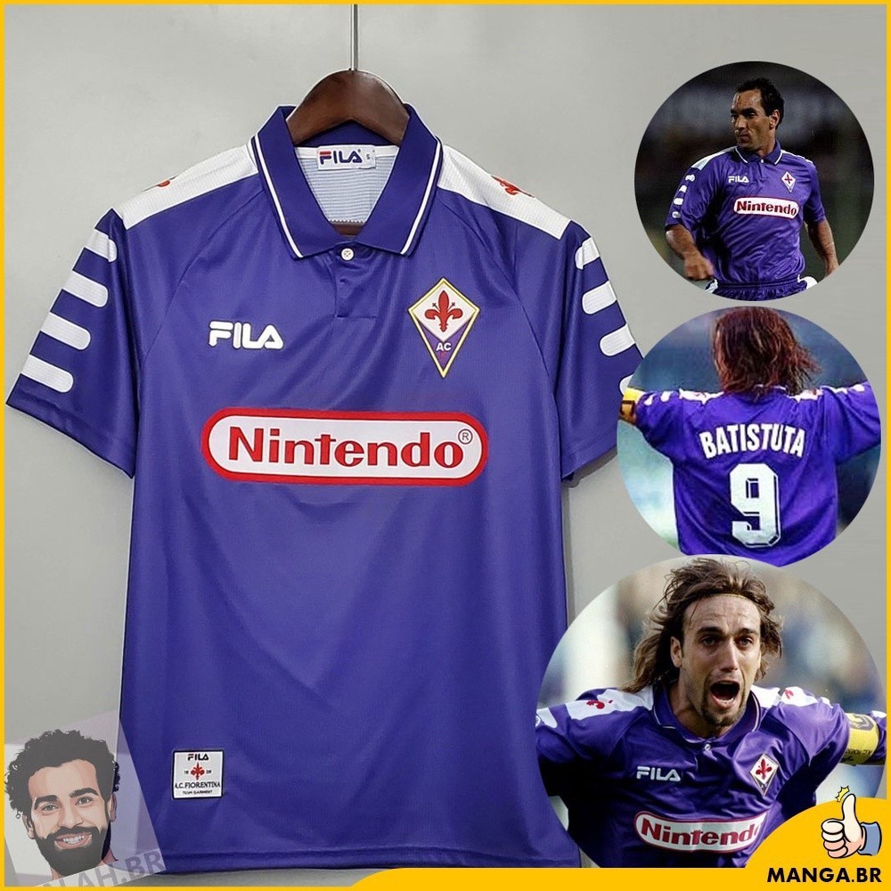 Camisa da Time Retro 1998/1999 Fiorentina Casa BATISTUTA #9 Tamanho P-2GG OLP6