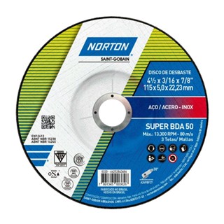 Disco de desbaste para metal 4.1/2" x 3/16" x 7/8" - BDA50 - Norton