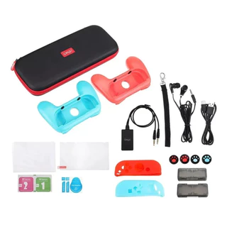 Kit 18 em 1 Acessórios Case Bag Fone Grips Pelicula Compatível Console Nintendo Switch Oled