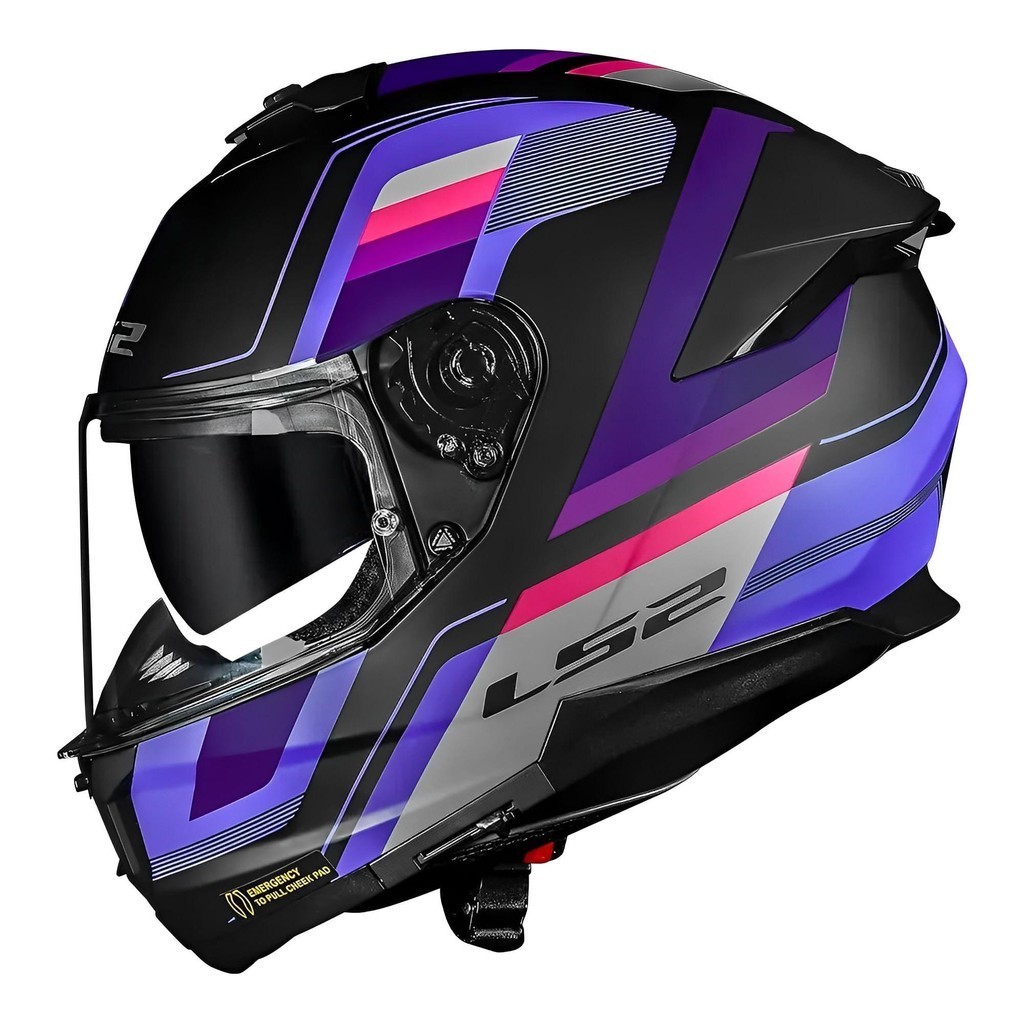 Capacete LS2 FF808 Stream 2 Vintage Fosco Preto Roxo Cinza | Shopee Brasil