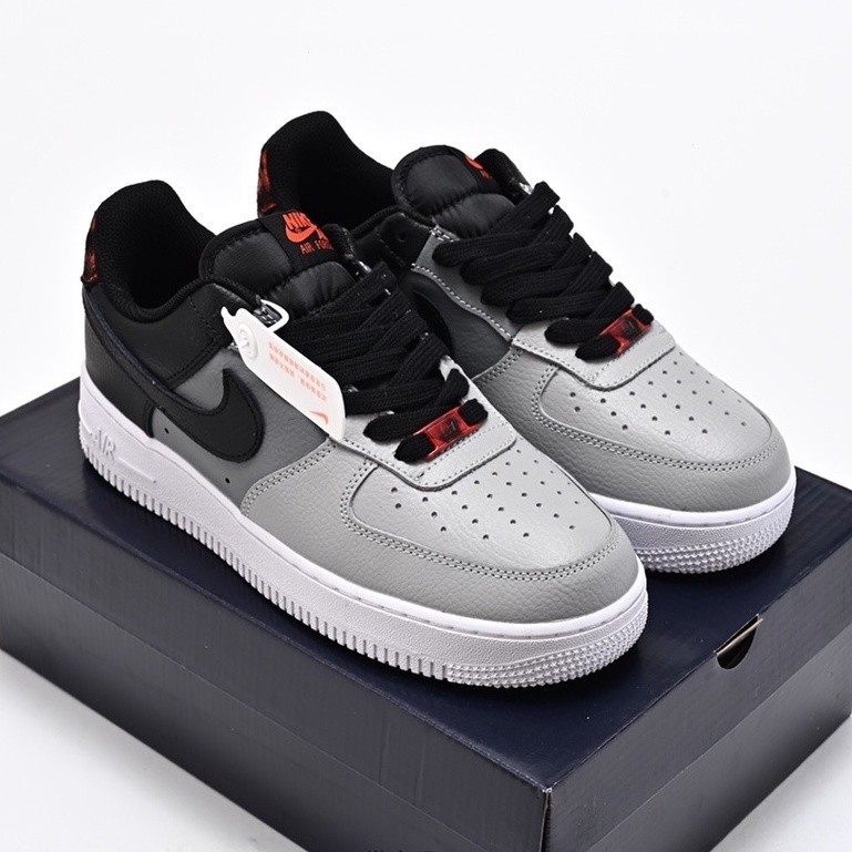 Nike Air Force 1 "preto e cinza" baixo basquete homens e mulheres lazer calçados esportivos