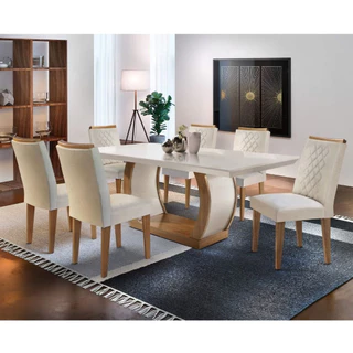 Conjunto Sala de Jantar Mesa Milena 180 com 6 cadeiras Milena Rufato