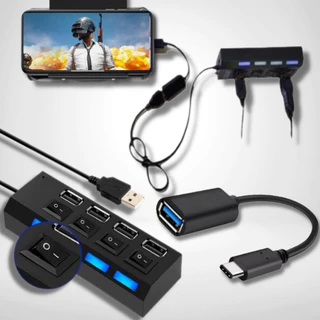 Kit Hub Usb 2.0 Com Interruptor + Cabo Otg Tipo c Mobilador Para Celular em Oferta na Shopee
