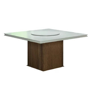Mesa Amsterdã Tampo Giratório Dobuê Cedro / Off White 1,36m