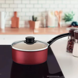 ‎Panela Antiaderente De Alumínio Tramontina Vermelha Turim 1,4 Litros Starflon Max Vidro Temperado Prático Cozinha