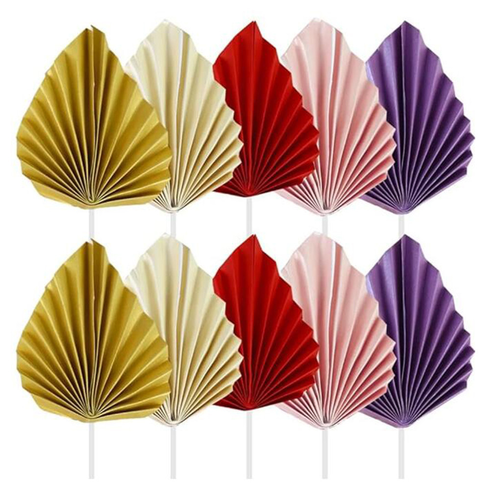 2pcs Bolo De Lança De Palma Topper Decoração De Folha Casamento Aniversário Acessorios De Sobremesa Boho Favores Da Festa