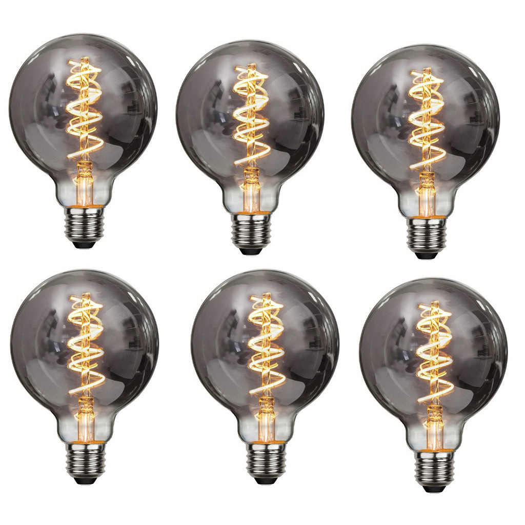 kit 6 Lampada luz filamento fume G95 4w escuro bivolt Decoração Bulbo