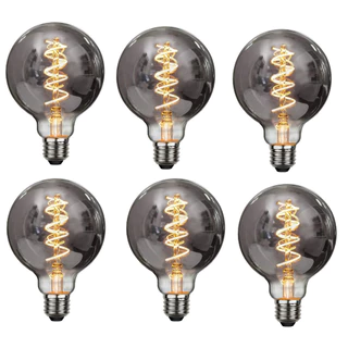 kit 6 Lampada luz filamento fume G95 4w escuro bivolt Decoração Bulbo