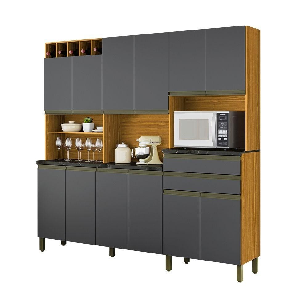 Cozinha Compacta Com 12 Portas 2 Gavetas 100% Mdf Malbec Prime Rio Doce ...