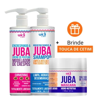 Widi Care Kit Encrespando a Juba Shampoo 500ml, Máscara Hidro-Nutritiva 500g, Creme de Pentear 500ml + Brinde Touca de Cetim