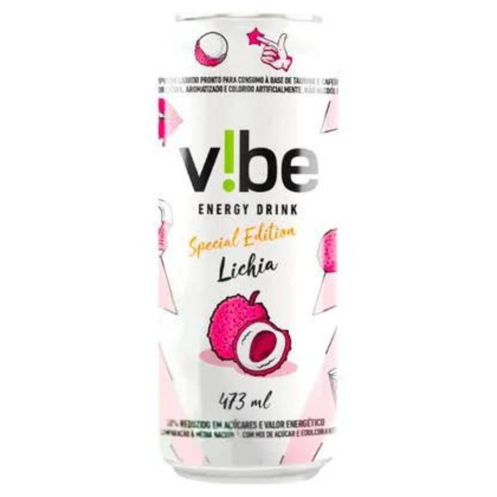 Energético Vibe Energy Drink 473ml Sabor Lichia Lata 