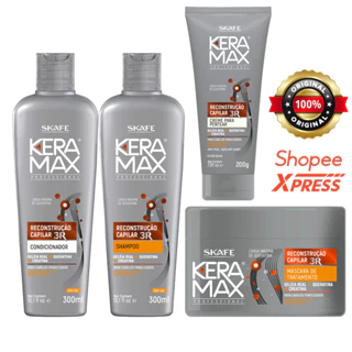 Kit Keramax Reconstrução Capilar - Shampoo 300ml | Condicionador 300ml | Creme P/ Pentear 200g | Máscara de Tratamento 350g