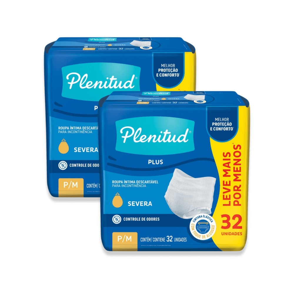 Kit 2 - Roupa Íntima Plenitud Plus para Incontinência P/M 32 Un