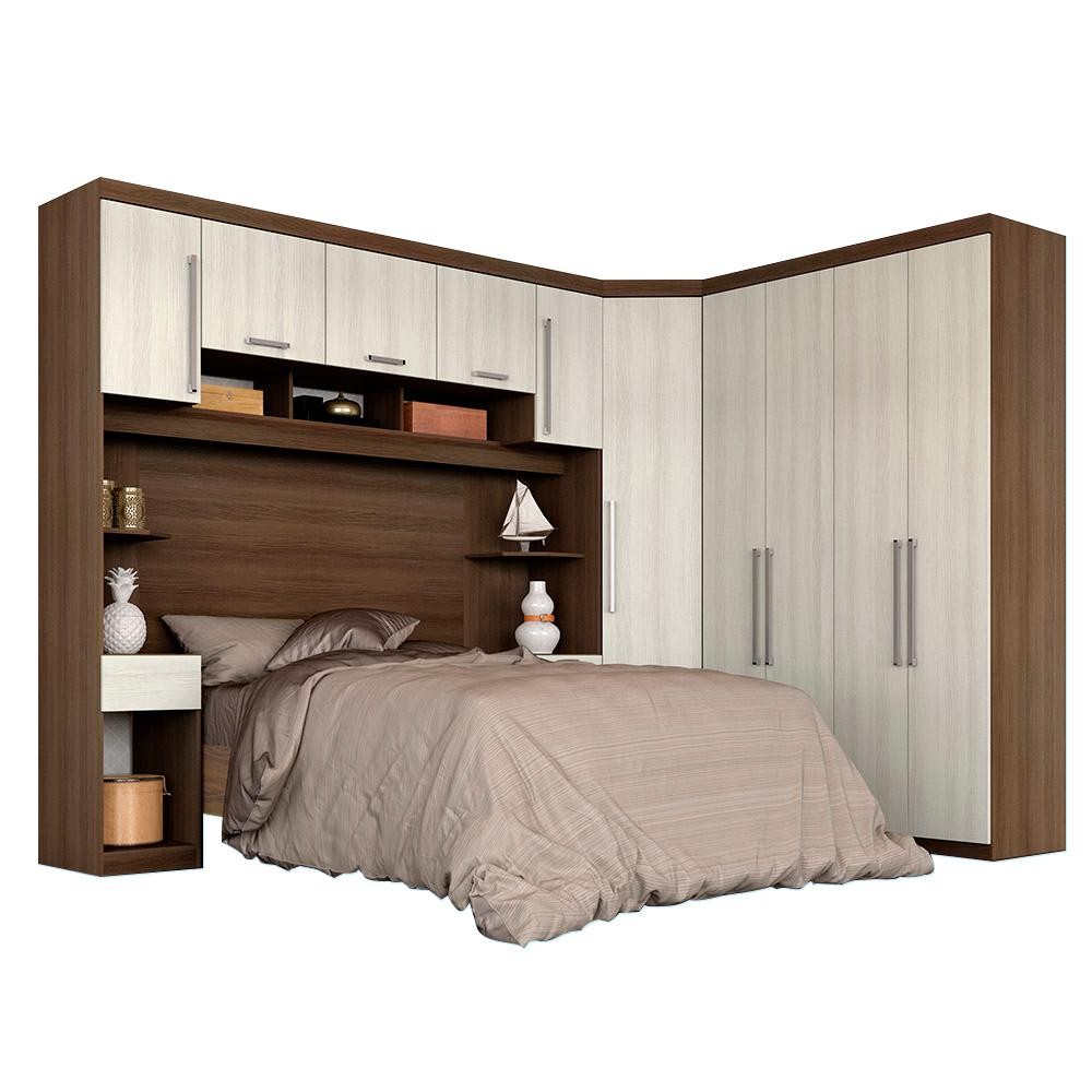 Guarda Roupa Casal Modulado Brenda 3 Peças Ter/ Nat- Móveis Arapongas