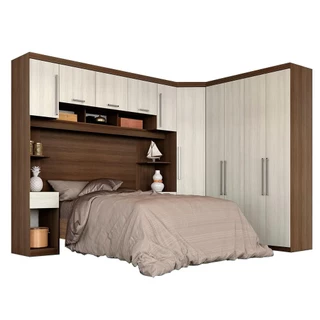 Guarda Roupa Casal Modulado Brenda 3 Peças Ter/ Nat- Móveis Arapongas