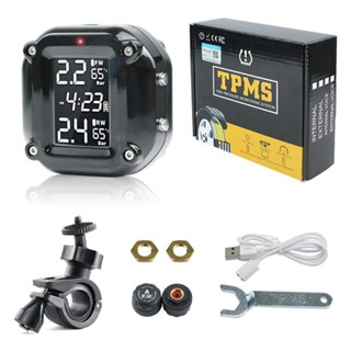 Sistema De Monitoramento De Pressão De Pneus TPMS De Motocicleta Com 2 Sensores Externos Display LCD Alarme De Temperatura À Prova D'água Carregamento USB em Oferta na Shopee