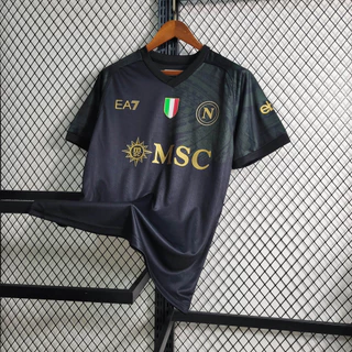 23/24 Camisa Esportiva Preta N-S Napoli Segunda Masculina QKLU
