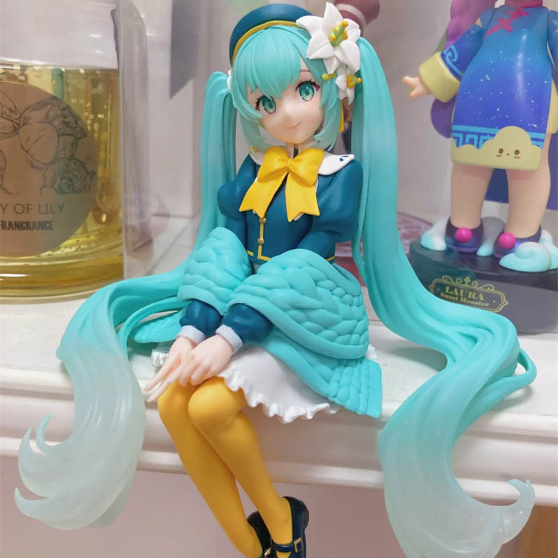 Hatsune Miku Figura Lírio Fada Sentada Postura Anime 14cm Noodle Stopper Modelo Brinquedo