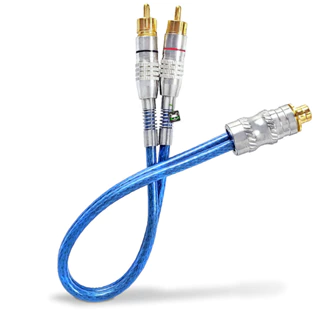 Cabo Y RCA Blindado Plug Metal 2 Machos 1 Fêmea 5mm 30cm