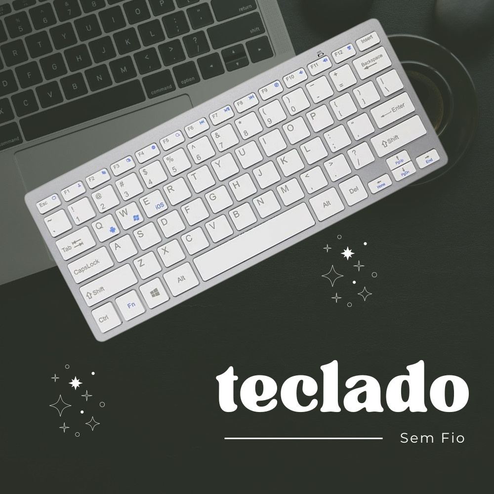 Teclado Branco Slim Sem Fio 203 Bluetooth Ergonômico Compacto