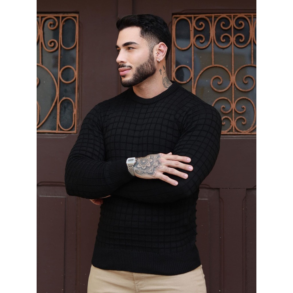 TRICOT DE LUXO Sueter tricot links blusa masculino basic chique mais grosso