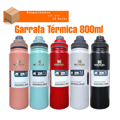 Garrafa Térmica de Academia 800ml De Aço Inoxidável Com Isolamento Térmico Com Alça